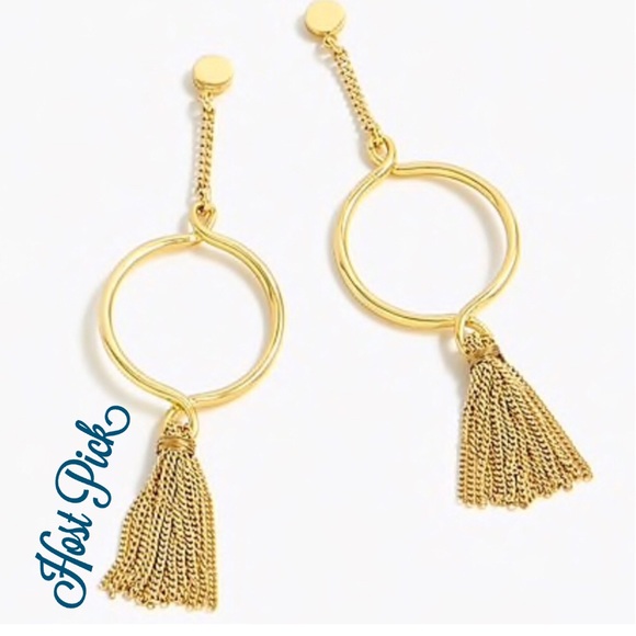 J. Crew Jewelry - J.CREW Gold Circle & Tassel Dangle Post Earrings